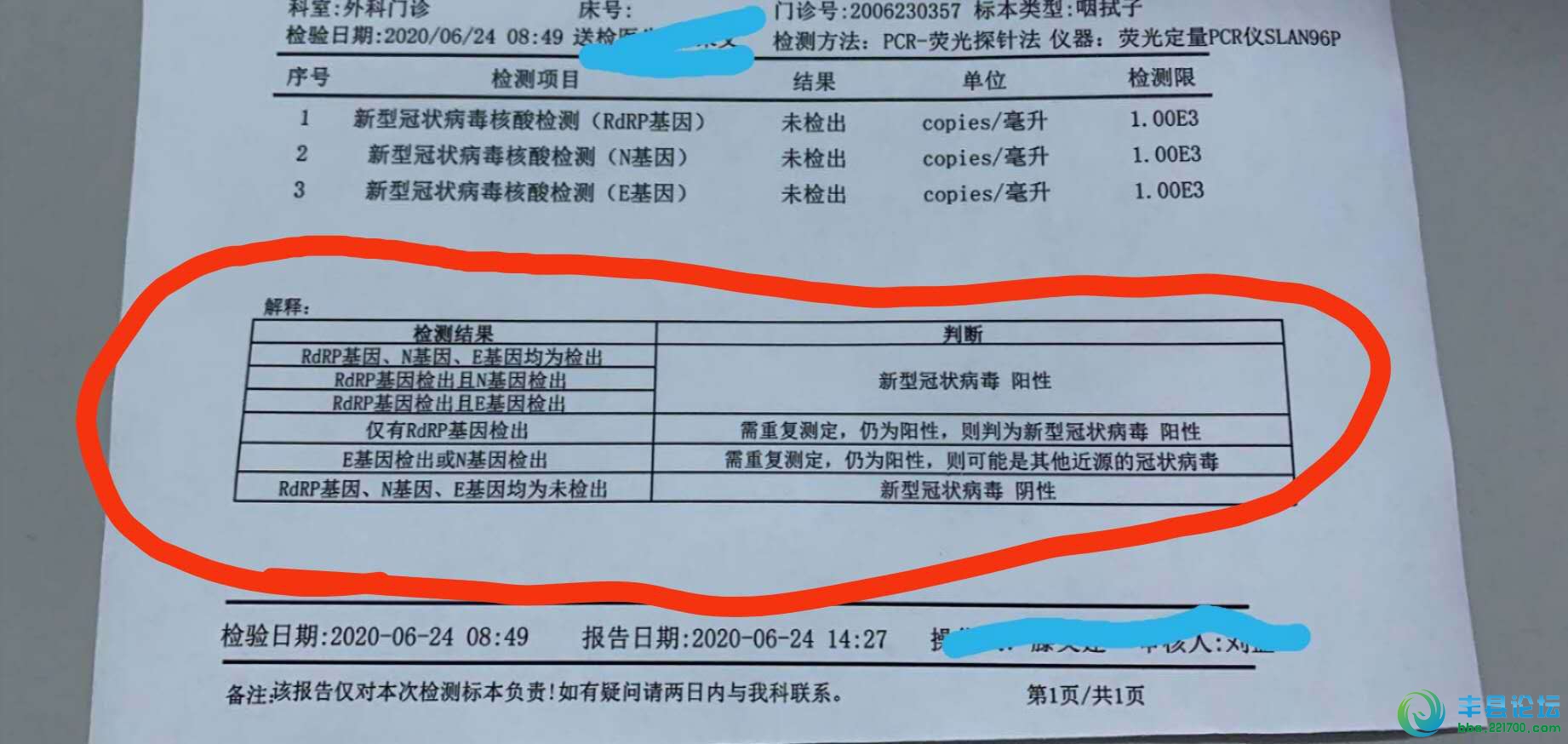 豐縣完整版核酸擴增檢測報告單來了